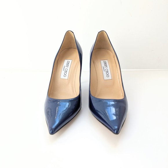 Jimmy Choo - Abel 100 - Glitter Patent Leather Heels - Ocean Blue - Size 38.5 - Picture 2 of 6